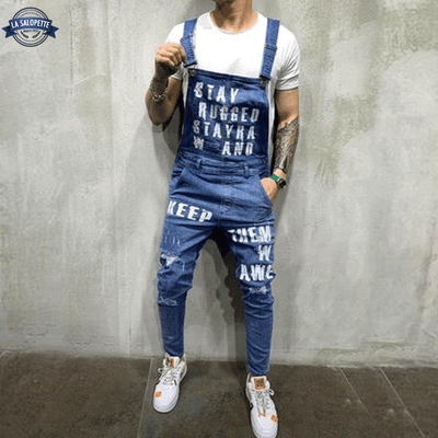 Salopette Jean Bleu Clair Homme