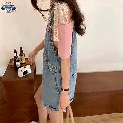 Salopette Short Denim Clair