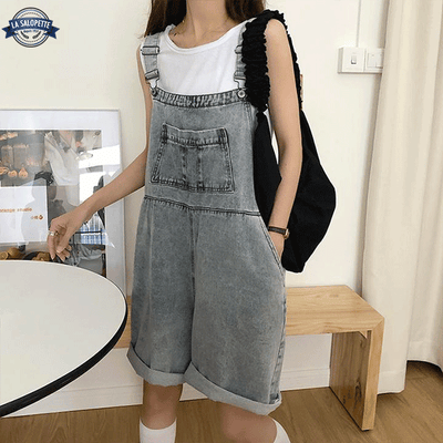 Salopette Short Jean Femme