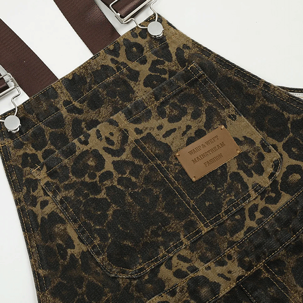 Vintage Tuinbroek Leopard Print