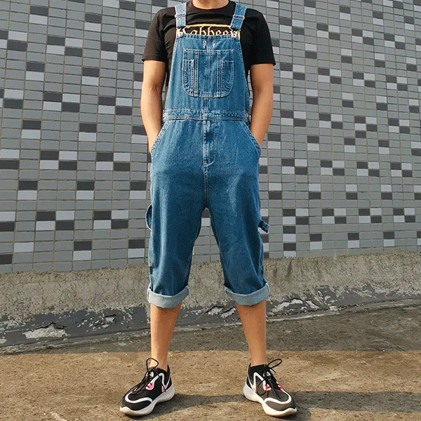 Modern Korte Tuinbroek voor Heren met Hoge Taille Modern Korte Tuinbroek voor Heren met Hoge Taille