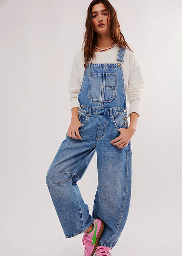 Tuinbroek Jeans met Wijde Pijpen