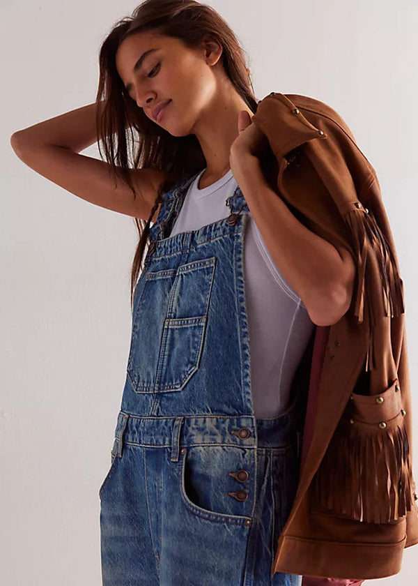 Tuinbroek Jeans met Wijde Pijpen