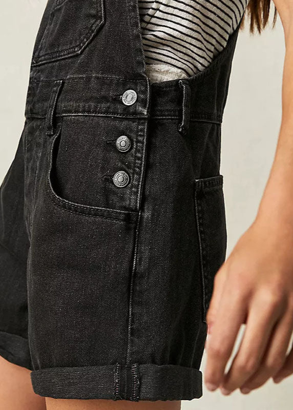 Tuinbroek Korte Zwarte Jeans Crow