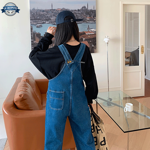 Tuinbroek Jeans Marineblauw Dames