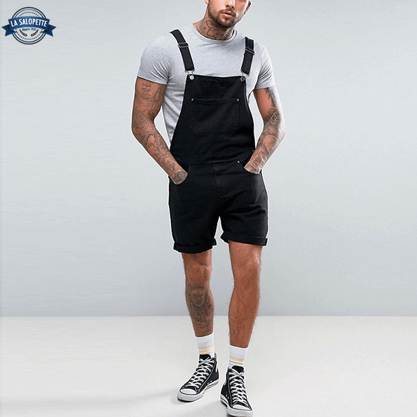 Tuinbroek Kort Zwart Jeans