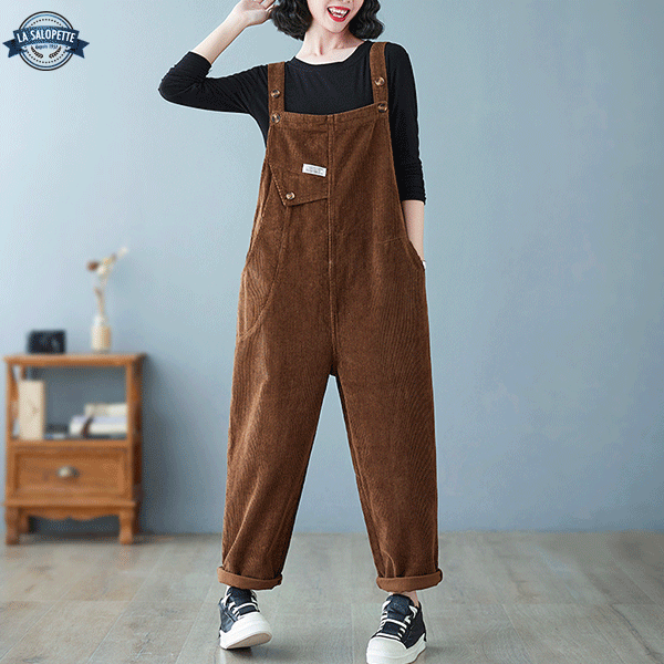 Tuinbroek Vintage Corduroy Kastanjebruin