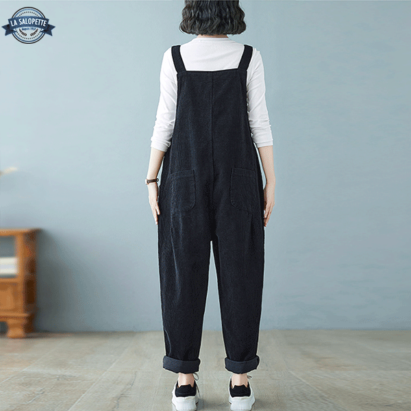 Tuinbroek Vintage Corduroy Zwart