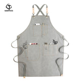 GOOPEEG zomer canvas werkschort denim Koreaanse versie kappers kapper bloemen barista custom LOGO taille