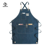 GOOPEEG zomer canvas werkschort denim Koreaanse versie kappers kapper bloemen barista custom LOGO taille