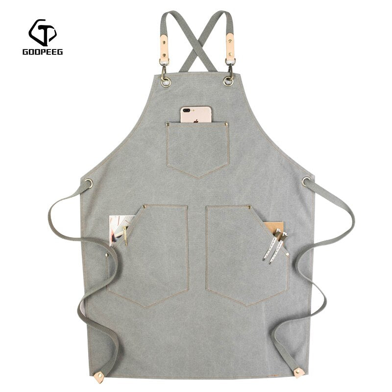 GOOPEEG zomer canvas werkschort denim Koreaanse versie kappers kapper bloemen barista custom LOGO taille