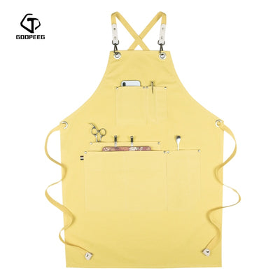 GOOPEEG zomer canvas werkschort denim Koreaanse versie kappers kapper bloemen barista custom LOGO taille