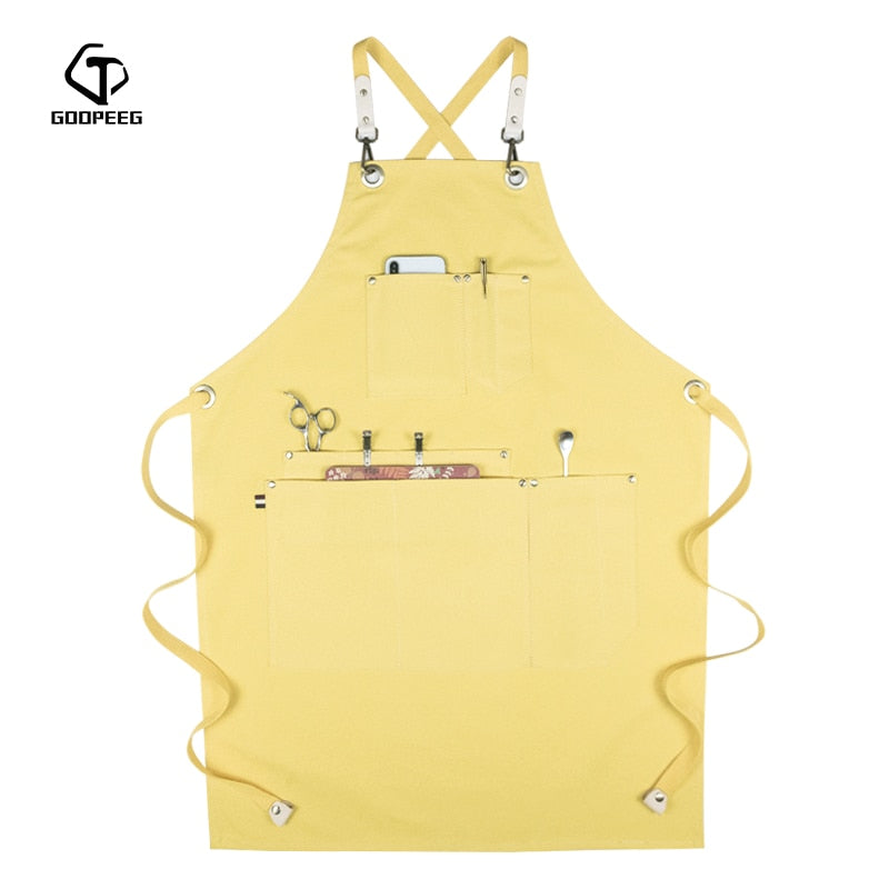 GOOPEEG zomer canvas werkschort denim Koreaanse versie kappers kapper bloemen barista custom LOGO taille
