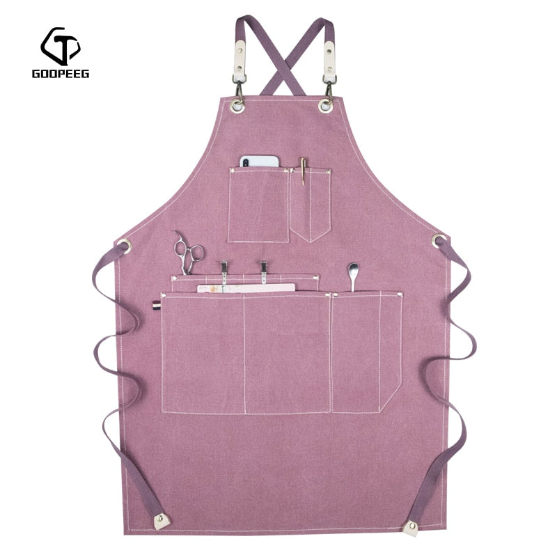 GOOPEEG zomer canvas werkschort denim Koreaanse versie kappers kapper bloemen barista custom LOGO taille