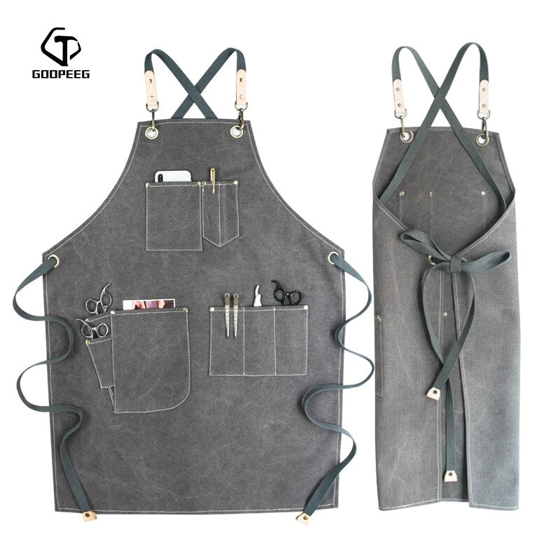 GOOPEEG zomer canvas werkschort denim Koreaanse versie kappers kapper bloemen barista custom LOGO taille