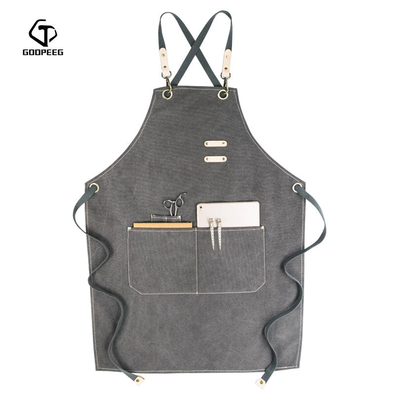 GOOPEEG zomer canvas werkschort denim Koreaanse versie kappers kapper bloemen barista custom LOGO taille