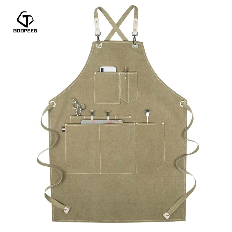 GOOPEEG zomer canvas werkschort denim Koreaanse versie kappers kapper bloemen barista custom LOGO taille
