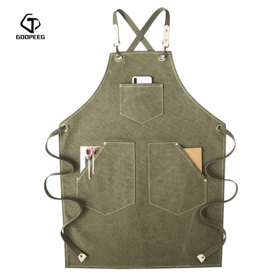 GOOPEEG zomer canvas werkschort denim Koreaanse versie kappers kapper bloemen barista custom LOGO taille