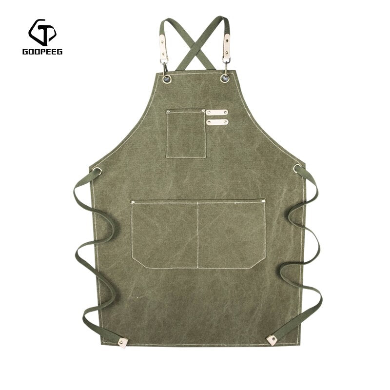 GOOPEEG zomer canvas werkschort denim Koreaanse versie kappers kapper bloemen barista custom LOGO taille
