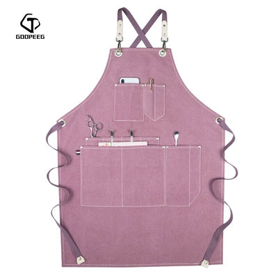GOOPEEG zomer canvas werkschort denim Koreaanse versie kappers kapper bloemen barista custom LOGO taille
