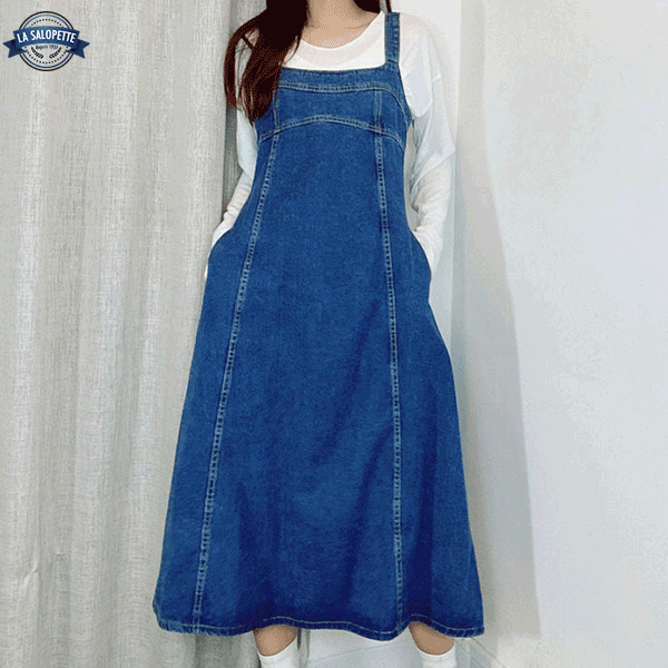 Tuinbroek Jurk Indigo Blauw