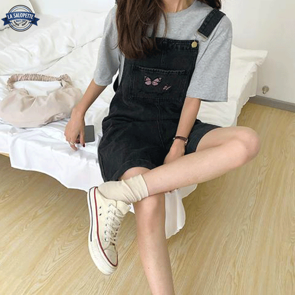 Tuinbroek Short met Schattig Zwart Design