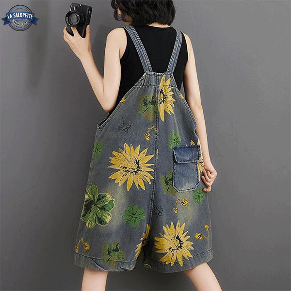 Tuinbroek Jeans met Bloemenprint van Jamaica