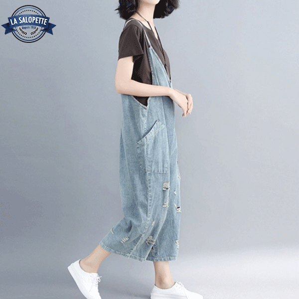 Gescheurde Denim Tuinbroek Cubana