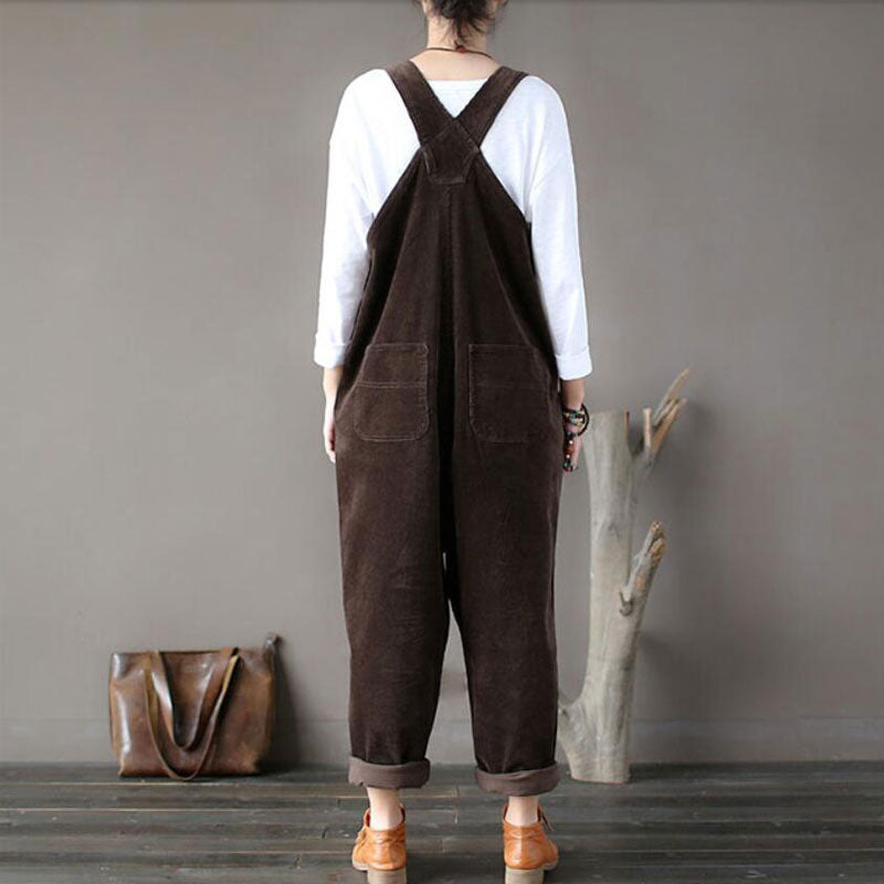 Tuinbroek Vintage Fluweel Koffie