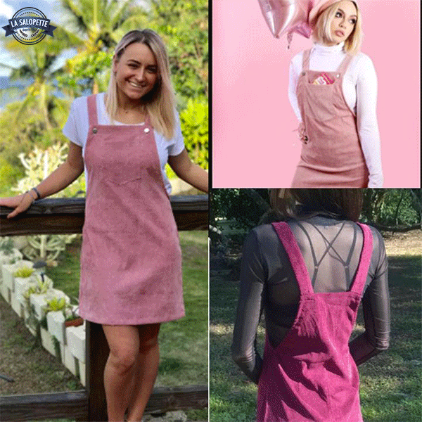 Robe Plastron Velour Rose