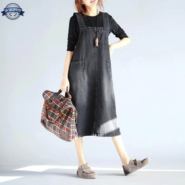 Jurk Tuinbroek Jeans Zwart City