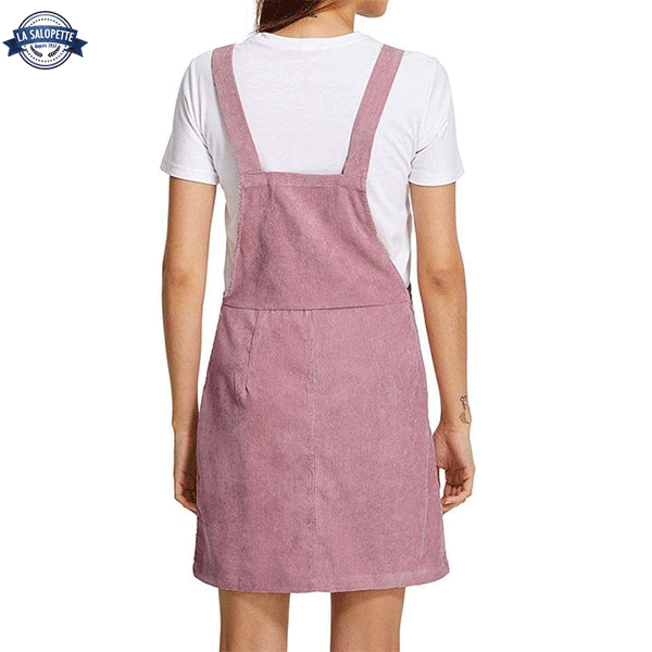 Jurk Tuinbroek Fluweel Roze Bonbon