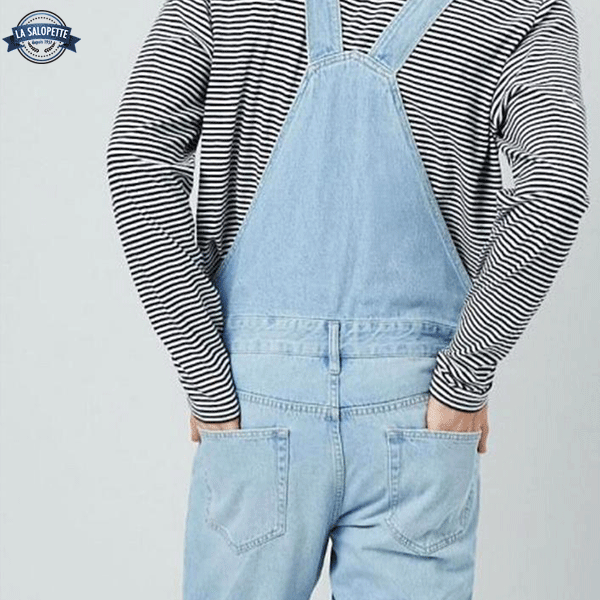 Tuinbroek Jeans Lichtblauw Gescheurd Raw