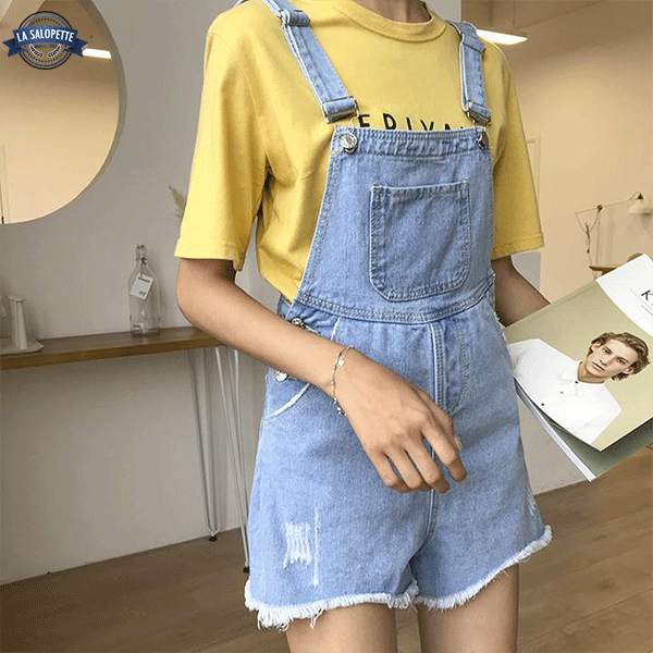 Tuinbroek Short Lichtblauw Dames