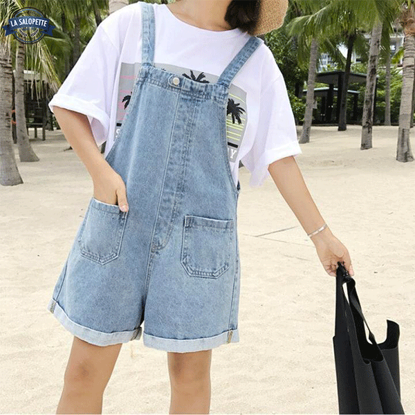 Tuinbroek Short Jeans Dames Bib