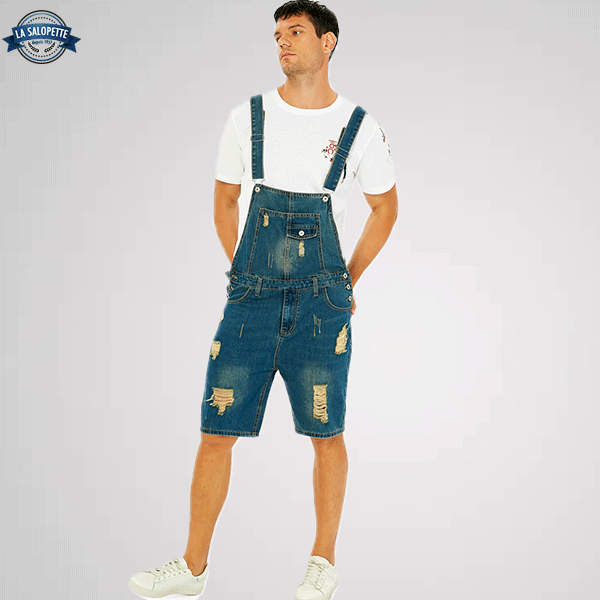 Tuinbroek Kort Gescheurde Jeans