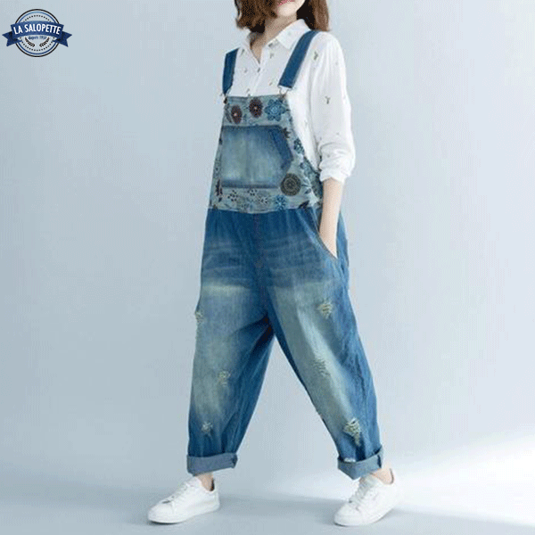 Tuinbroek Jeans Wijd met Fleur d’Arabi