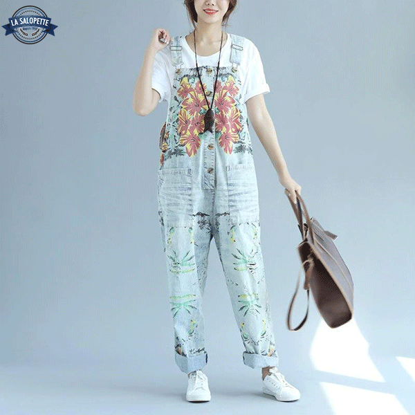 Tuinbroek van Jeans met Bloemen Lilia