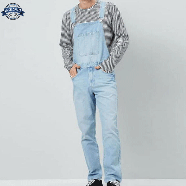 Tuinbroek Jeans Lichtblauw Gescheurd Raw