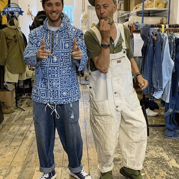 Tuinbroek Jeans Wit Heren Snow