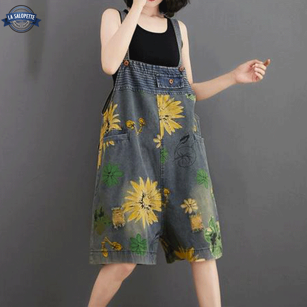 Tuinbroek Jeans met Bloemenprint van Jamaica