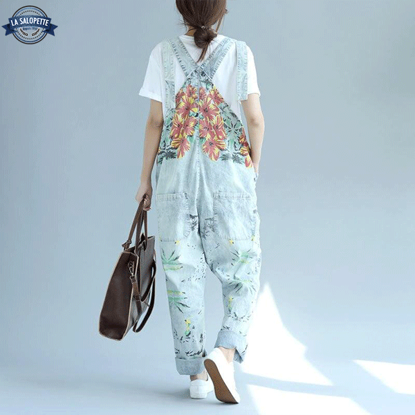 Tuinbroek van Jeans met Bloemen Lilia
