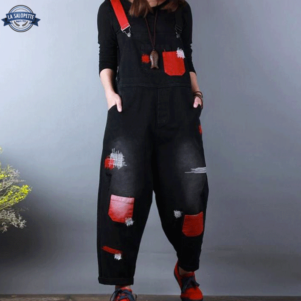 Tuinbroek Jeans Zwart Kyoto