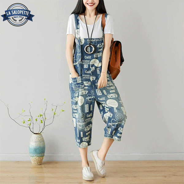Tuinbroek in Denim California Patroon