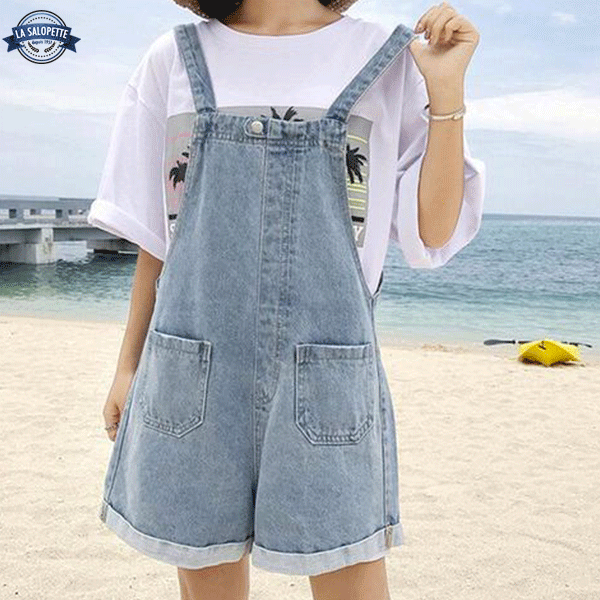 Tuinbroek Short Jeans Dames Bib