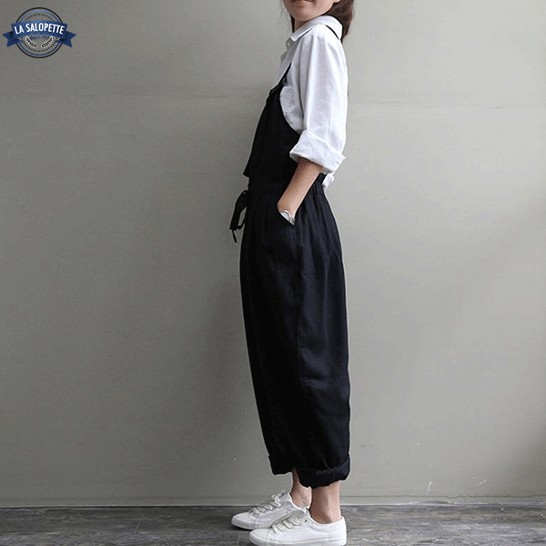 Salopette Vintage Noire Style Bohème
